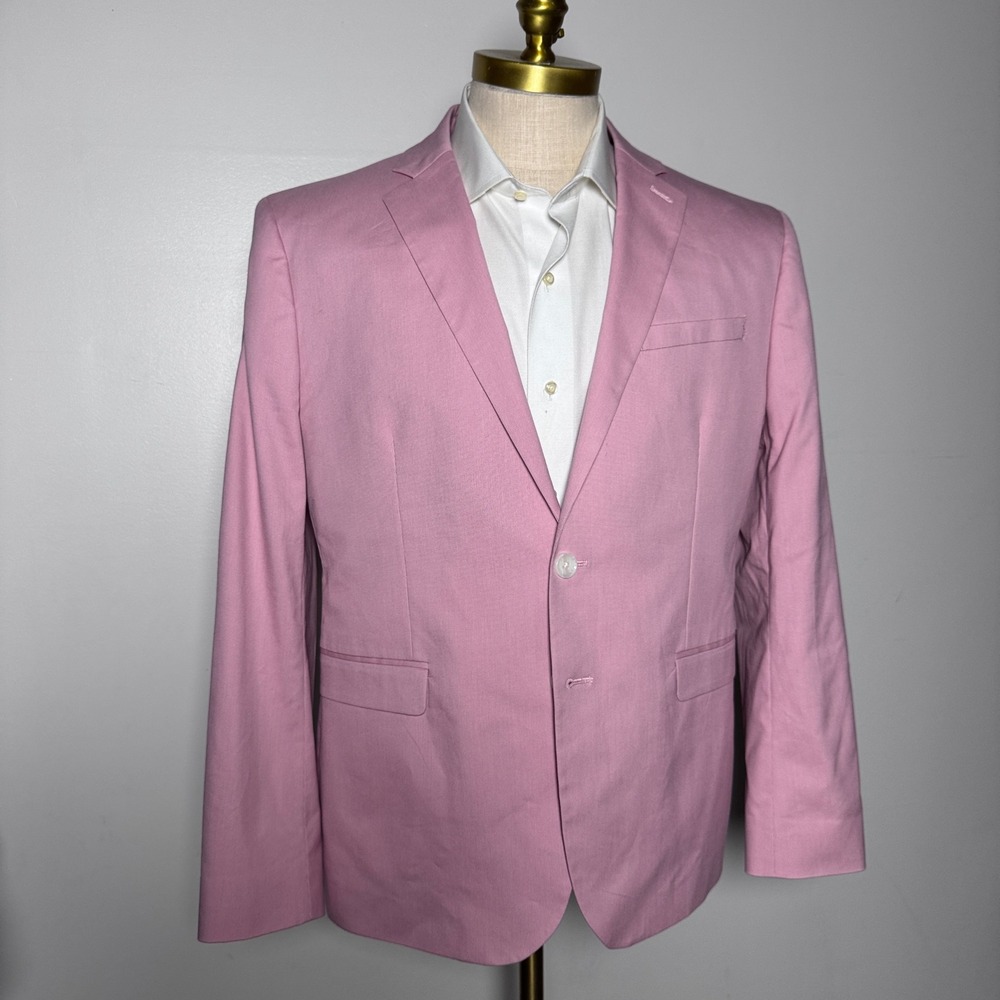 Express Blazer Mens 44S Pink Solid Extra Slim Fit Stretch Two Button Jacket